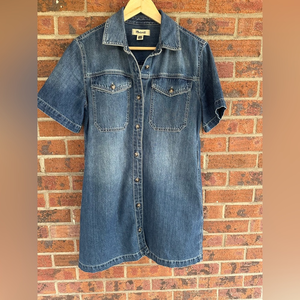 Madewell Blue Denim Boxy Shirtdress in Demarco Wash